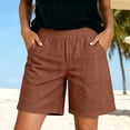 thumbnail image 2 of Bermuda Linen Shorts for Women High Waisted Casual Yoga Shorts Loose Summer Shorts with Pockets, XL, 2 of 5