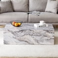 thumbnail image 4 of NYEESS Rectangular Coffee Table, Gray Marble MDF Living Room Table with Block Base for Small Spaces, 4 of 12