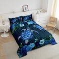 thumbnail image 4 of Erosebridal Cartoon Sea Turtle Bedding Full Comforter Set, Retro Flowers Down Comforter, Ocean Animal Room Decor, 3pcs, 4 of 7