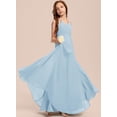 thumbnail image 4 of Drtj 2-14T Kids Teens Junior Bridesmaid Flower Girl Dresses A-line V-Neck Floor-Length Chiffon, 4 of 5
