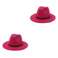 thumbnail image 1 of Minnieouse Sombreros con hebilla de cinturón, gorros de ala ancha para otoño e invierno, gorros de lana cálidos para mujer, vaquero, niños, Rosa roja 58cm 2piezas, 1 of 6