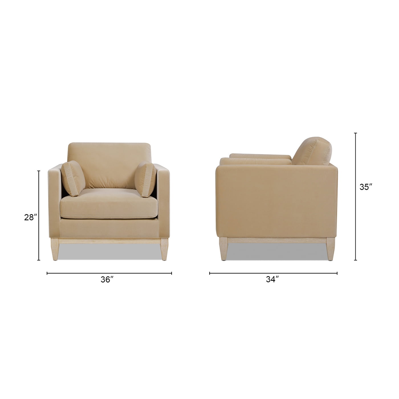 Knox 36" Modern Farmhouse Arm Chair Fawn Brown Performance Velvet