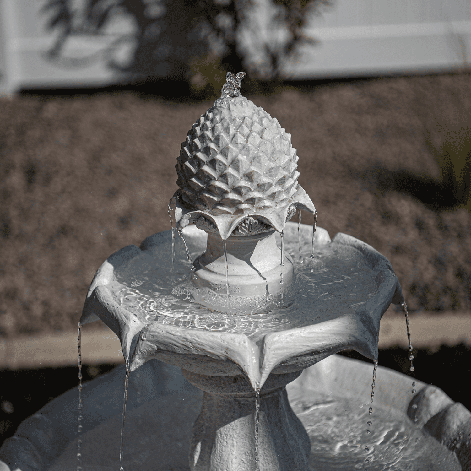 XBrand 44" H White Fiberglass/Resin 2-Tier Solar Water Fountain w/ Solar Panel and Auto-Shut Off Pump, Solar Garden Fountain, Tall Outdoor Fountain, Two Tiered Birdbath Fountain
