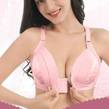 

HWRETIE Bras for Women Push Up Plus Size Women s Lace Sexy Comfortable Breathable Anti-exhaust Printing Non-Wired Bra Clearance Pink 10(XL)
