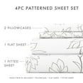 thumbnail image 4 of Noble Linens 4 Piece Pattern Microfiber Bed Sheets Set, Gray Vine, California King, 4 of 9