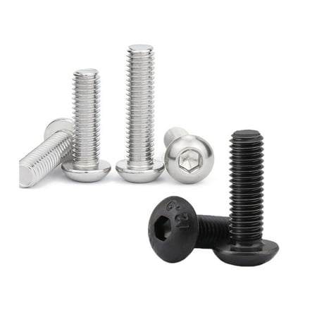 

ZX 5-50pcs ISO7380 M2 M2.5 M3 M4 M5 M6 M8 304 A2 Round Stainless Steel Or Black 10.9 Grade Hex Socket Button Head Allen Bolt Screw (Color : 10.9Class Steel Size : 14MM_M2(50PCS))-0810