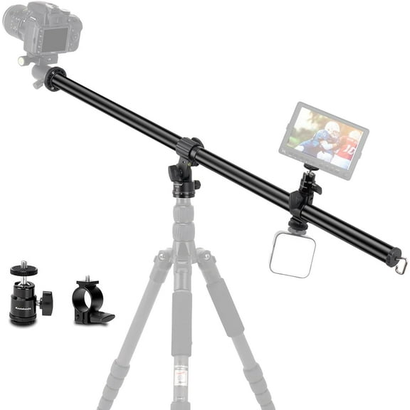 Koolehaoda 33" Tripod Extension Arm, Aluminum Horizontal Center Column arm 2 Sections with 360° rotatable for Overhead, Multi-Angle Photography, Load Up to 22lbs (Tripod not Included)