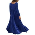 thumbnail image 4 of Franhais Women  Plus Size Loose Long Dress Solid Color Round Neck Long Sleeve Asymmetric Swing Dress, 4 of 9