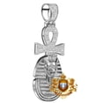 thumbnail image 2 of Real Diamond 0.60 Ct. Egyptian King Tut Pharaoh Ankh Cross Charm Pendant White Gold Finish +Chain, 2 of 4
