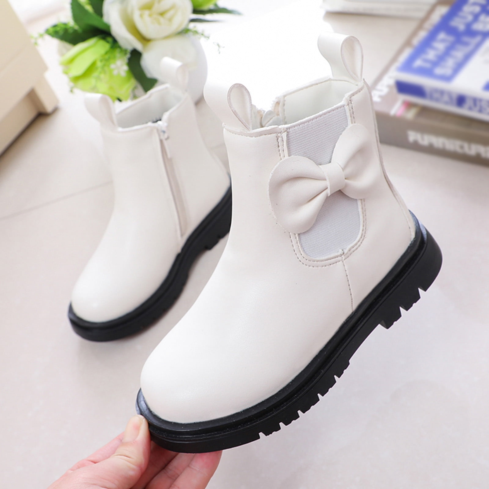 BABYPRO - Winter Cotton Shoes For Women Snow Boots Pu Leather Platform Flat  Shoes Led Light Kids Glowing Boots Girl Fur High Top Sneakers (White 35) :  Buy Online at Best Price