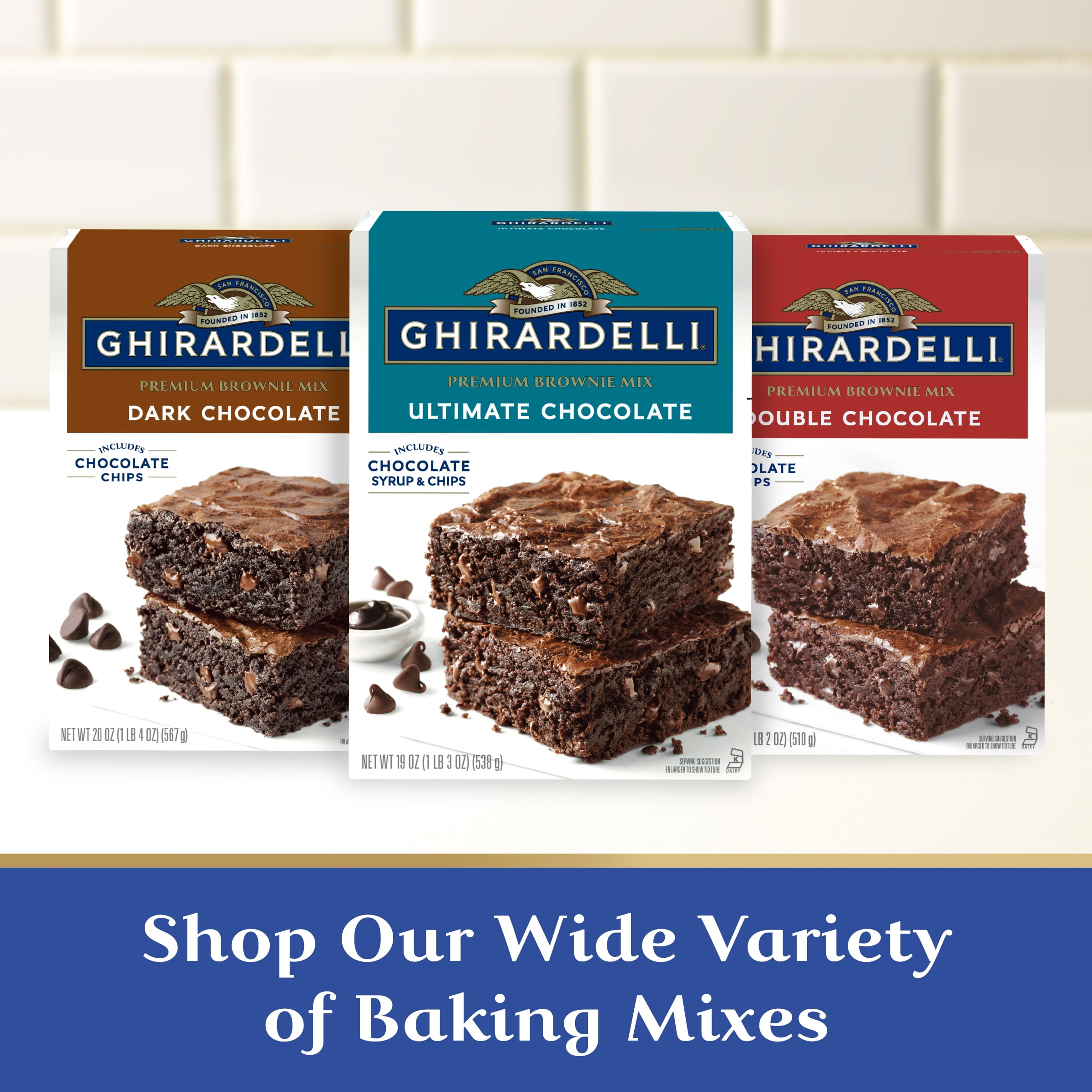 GHIRARDELLI Brownie Cookie Bar, Premium Brownie Mix, 16.5 oz Box