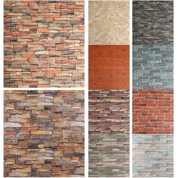 Mifelio Anti-Collision self Adhesive 3D Wall Panels Peel and Stick, 27.6" x 30.3" Peel and Stick Wall Panels, Antique Faux Brick Wall Panels Faux Stone Wallpapers for Bedroom, #03