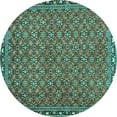 thumbnail image 1 of Ahgly Company Machine Washable Indoor Round Abstract Turquoise Blue Contemporary Area Rugs, 8' Round, 1 of 4