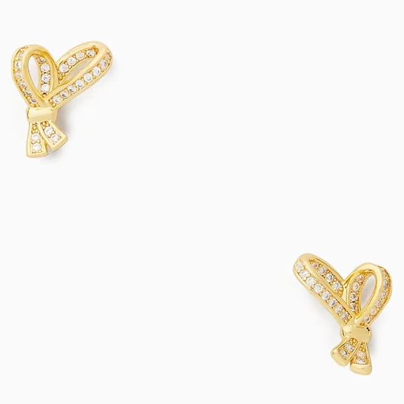 Kate Spade New York Women's All Tied Up Gold Plated Metal Pave Studs Earrings (Clear / Gold)