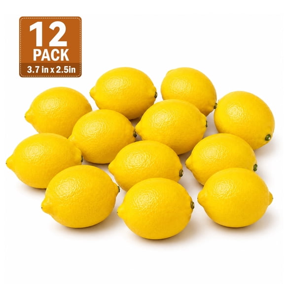 12PCS Artificial Lemons, Lifelike Faux Yellow Lemons for Decorative Bowls, Kitchen Counter Display, Dining Table Centerpieces, Fake Fruit Decor for Home, Party and Seasonal Arrangements