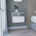 thumbnail image 2 of DEPOT E-SHOP Seward Floating Nightstand, Wall Mounted with Single Drawer and 2-Tier Shelf, White, 2 of 5