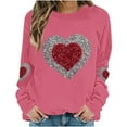 thumbnail image 3 of Women's Valentine's Sweatshirts Plus Size Cute Love Heart Graphic Blouses Long Sleeve Round Neck Shirts Valentine's Day Printed Sweater Pullover Tops, 3 of 5
