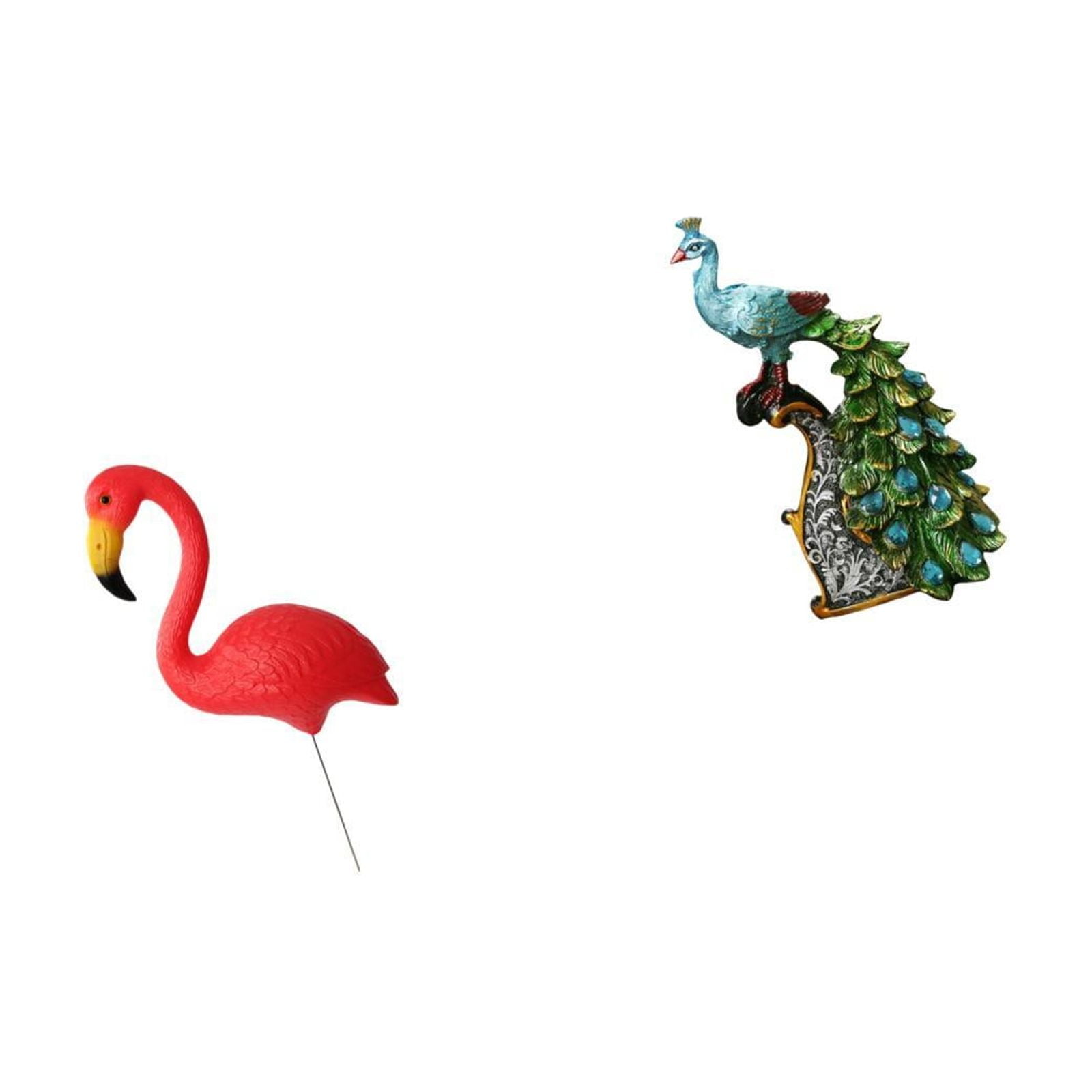 simhoa Flamingo Peacock Garden Sculpture Ornament for Holiday Spring Yard Art and Elegant Tabletop Animal Figurine for Home Bedroom Office Living Room Decoration