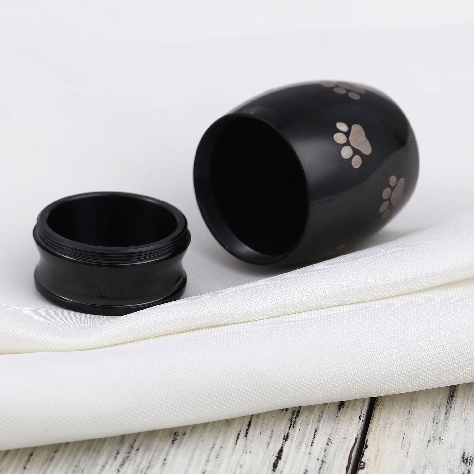 Black Mini Sized Funeral Pets Ashes Cremation Urns for Dog Cat Keepsake Stainless Steel Warterproof Paw Pet Memorial Ash Container with Free Anavia Pouch