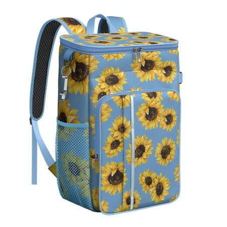 

Sunflower Bloom Picnic Cooler Backpack Vintage Butterfly Floral Insulated Bag for Camping Beach Work