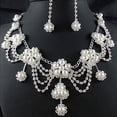 thumbnail image 4 of Yesbay Women\'s Rhinestone Faux Pearl Necklace Earring Wedding Bridal Jewelry Set-, 4 of 5