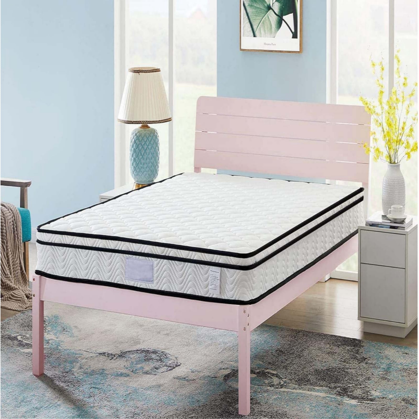 BMMB 10 inch Memory Foam Mattress, Medium-Firm Feel, Innerspring Hybrid Mattress, Twin, Adult