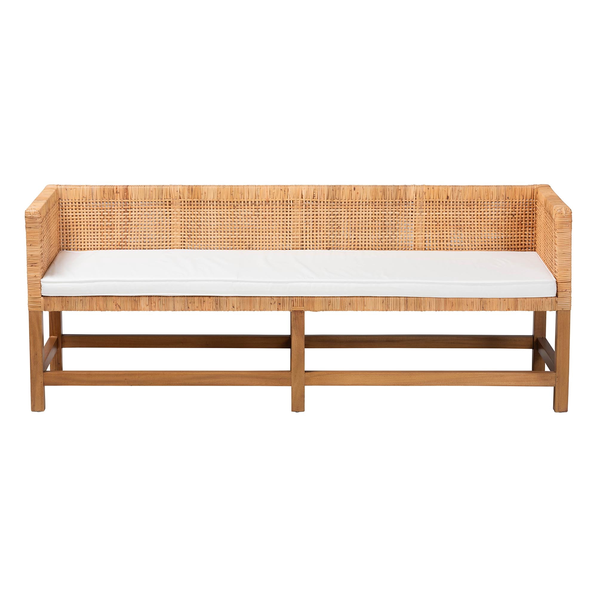 bali & pari Vivan Boho Accent Bench, Natural Rattan