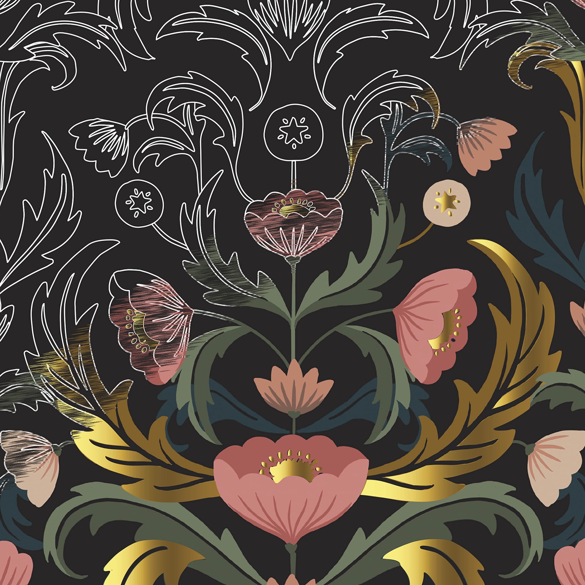 Brea Reese: Scratch Art Paper Pad - Fall Florals - 6 Designs, Guided Art, Metallic Accents, Stylus & Brush, Perforated 9x12" Pages, DIY Adult Craft
