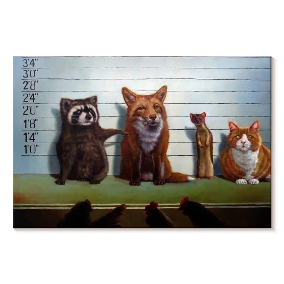 Elephant Stock Usual Suspects Wall Art - Horizontal Canvas Wall Art - Living Room Wall Decor - Humor Canvas - Gray And Green Decor By Lucia Heffernan - 12" x 8"