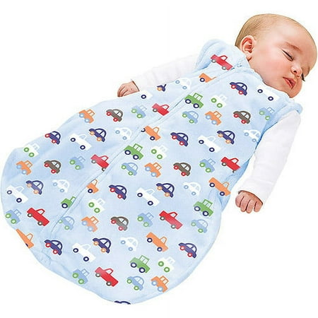 Kiddopotamus - SwaddleMe Micro-Fleece Swaddling Blanket and SlumberSack, Blue/Cars