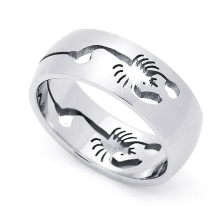 Men Women 8MM Stainless Steel Cut-Out Scorpion Domed Mens Wedding Band Ring (Size 8 to 14)
