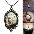 thumbnail image 2 of Bat Cemetery Glass Pendant Necklace Punk Choker Necklace Halloween Clavicle Chain Necklace Gothic Jewelry for Women Men, 2 of 10