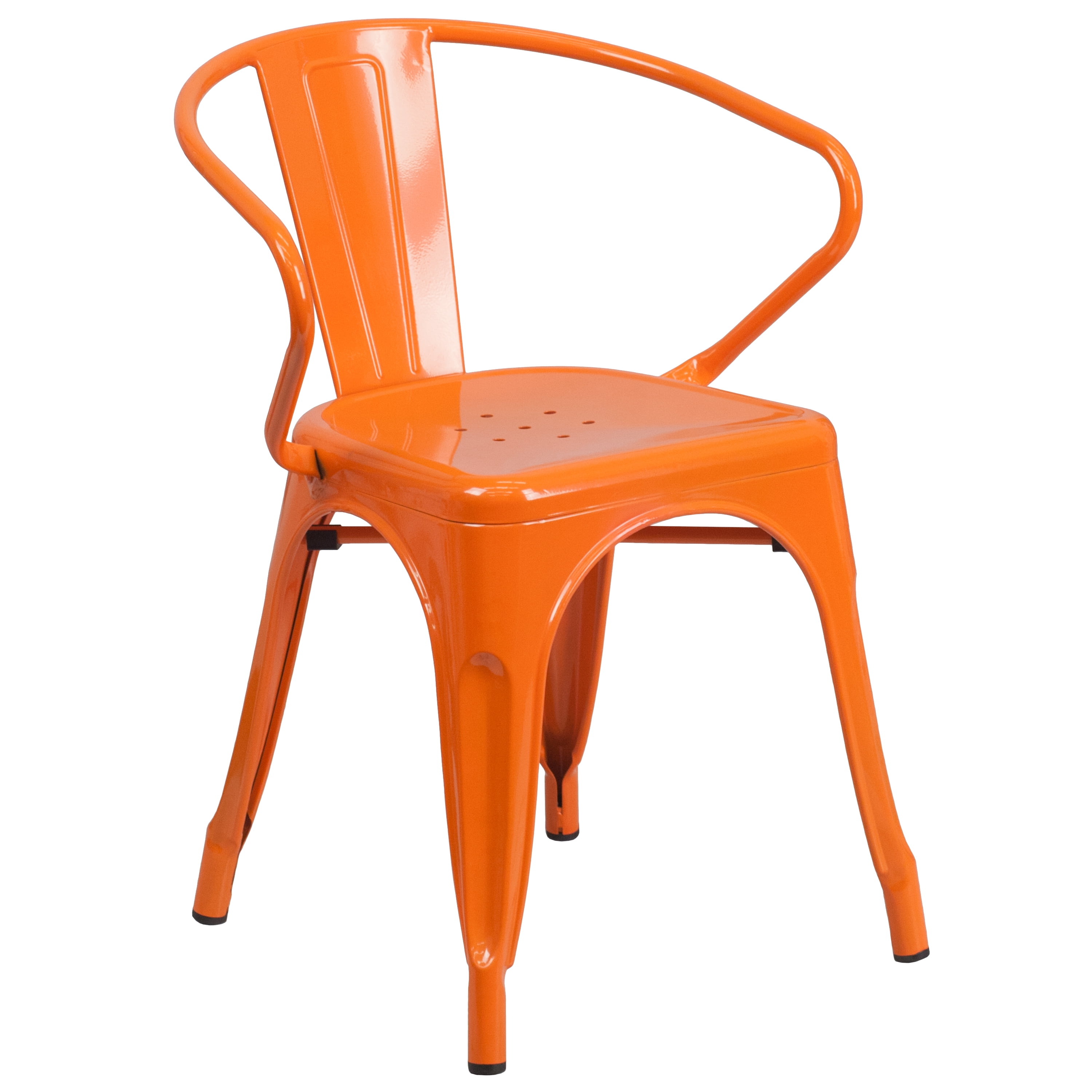 Flash Furniture Commercial Grade Orange Metal Indoor-Outdoor Chair with Arms - image 2 of 12