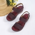 thumbnail image 4 of 2025 Sandals for Women Clearance, Xunlbb Women's Spring And Summer New Large Size Hollow Flower Wedges Beach Fashion Casual Beach Sandals(Wine,Size:40), 4 of 7