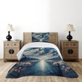 thumbnail image 4 of Ambesonne Abstract Mountains Quilted Bedspread Set 2 Pcs, Dreamy Night, Twin Size, Night Blue and Coconut, 4 of 5