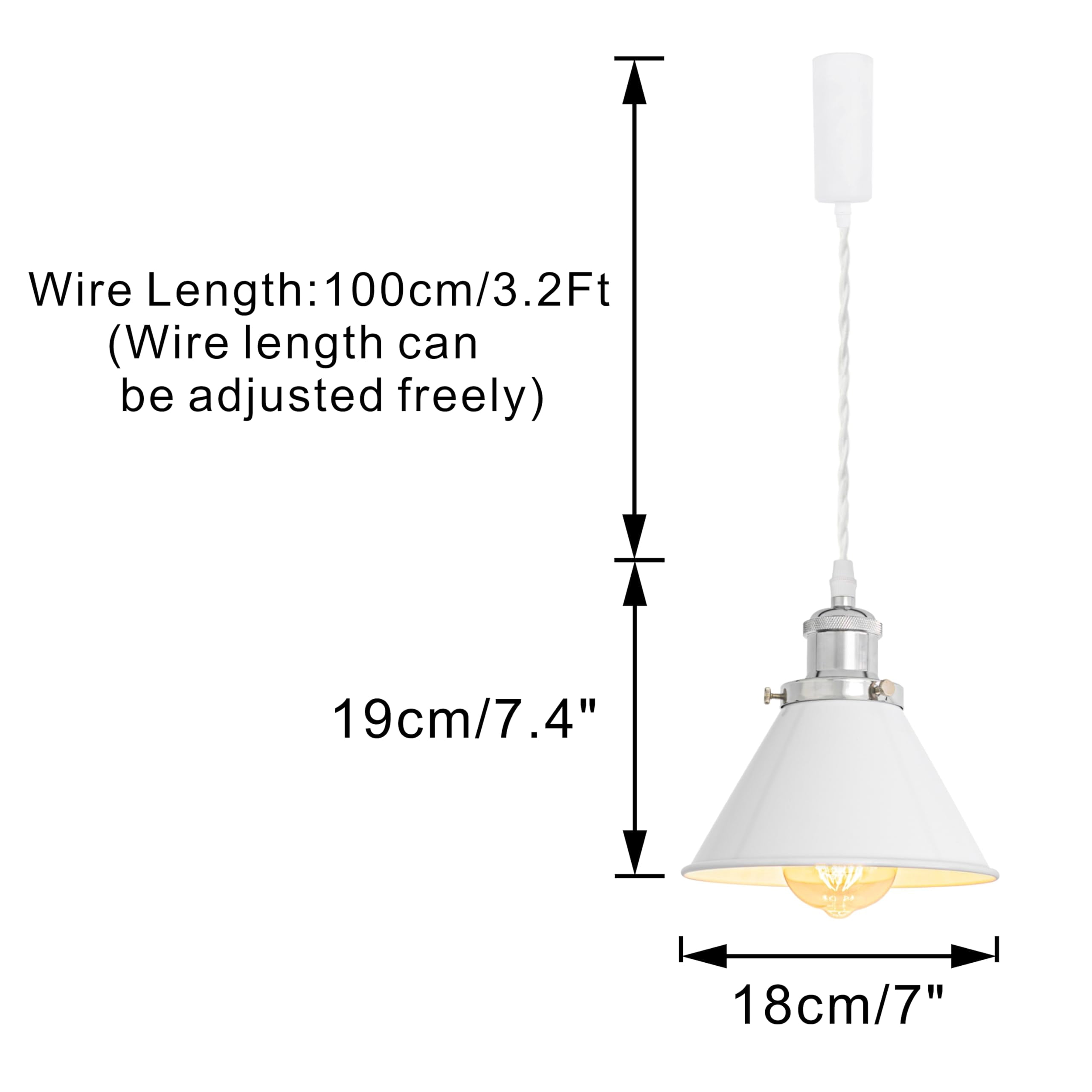 KAYYELAMP 1x Plug in Cable Track Rail, 2X Adjustable Cord White Track Lighting Fixtures Silver E26 Base H-Type Vintage Design for Kitchen Loft(No Bulb)