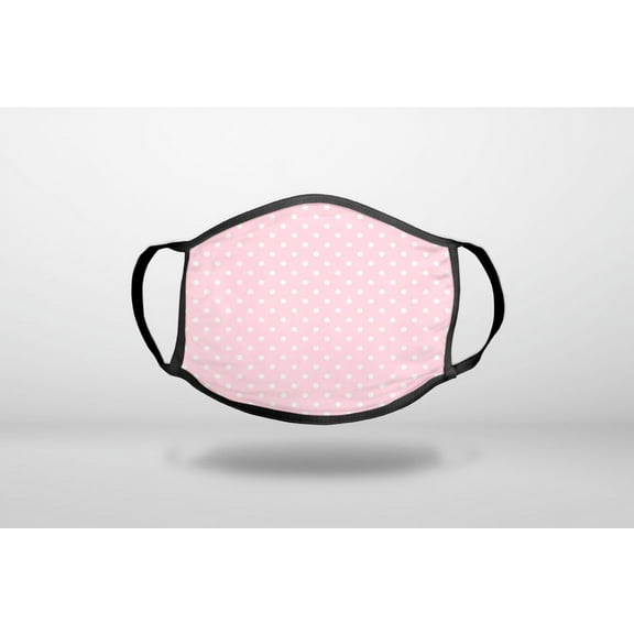 Pink & White Polka Dot Pattern - 3-Ply Reusable Soft Cloth Face Covering, Unisex, Cotton Inner Layer