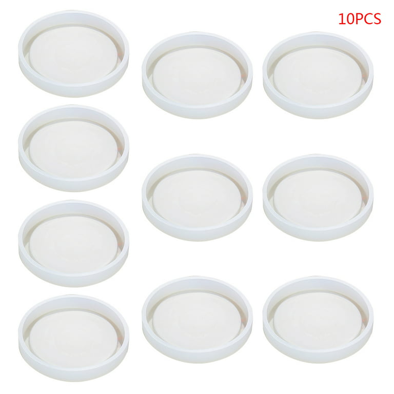 4 Pack Round Silicone Coaster ,Clear Epoxy for Casting with  Resin,Concrete,Cement and Polymer Clay 
