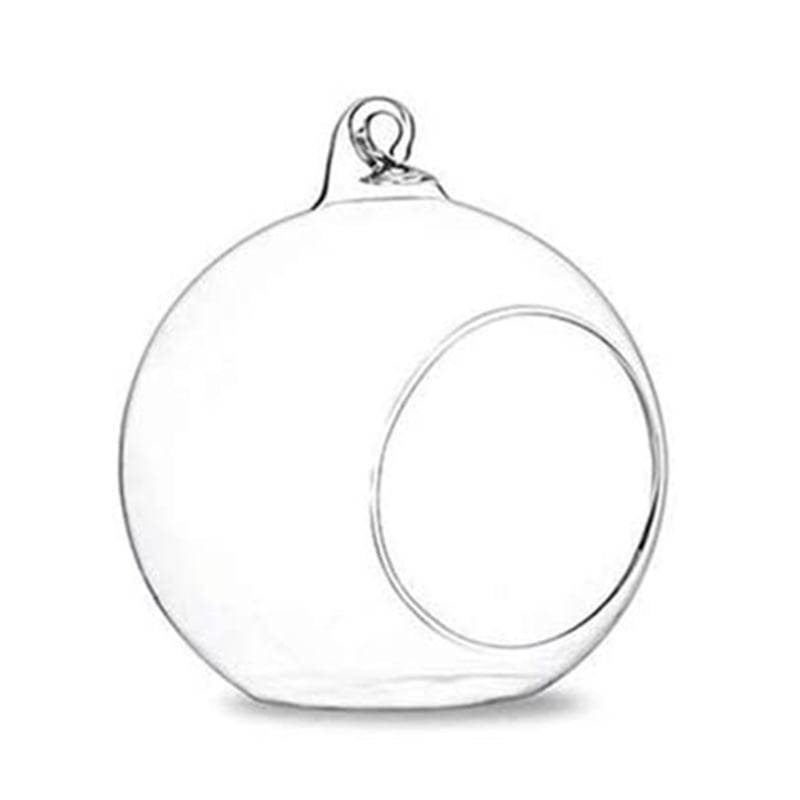 10 x 15cm LARGE Glass Hanging Orb Round Ball Outdoor Tealight Succulents Holder 