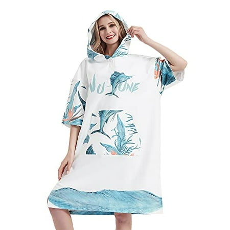 NU-JUNE Beach Surf Poncho Changing Towel Robe with Hood Pocket Quick ...