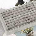 thumbnail image 3 of Gustave Velvet Ring Display Tray Showcase 7 Slots Jewelry Rings Earrings Organizer Stand Display Holder Storage Drawer Inserts "Gray", 3 of 9