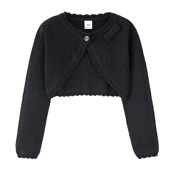 ATOGUTA Cardigans for Girls Black Kids Button Closure Knitted Shrug Cropped Sweaters Tops Size 2T-9