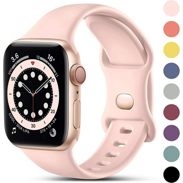 Compatible con Apple Watch Band 38 mm, 40 mm, 41 mm, 42 mm, 44 mm, 45 mm, 49 mm, pulseras de silicona de repuesto para iWatch Series 8, 7, 6, 5, 4, 3, 2, 1 SE Ultra, 38 mm/40 mm/41 mm-S/M, rosa Rojo Verde MX-0132918FYD