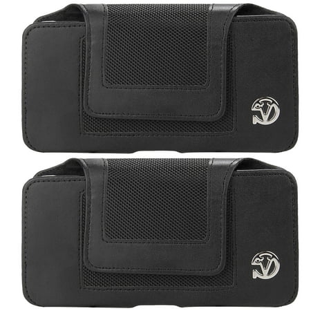 2-PACK: Professional Vegan Leather Horizontal Smartphone Holster Case (Black) with Belt Clip & Loop fits Smartphones up to 6.7-inch iPhone XS Max / XR / 8+ Galaxy Note 9 / 8 S10 5G / S10+ / S10 / (Best Holster For Glock 23 Gen 4)