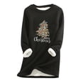 thumbnail image 2 of Chandails à Capuchon pour Adolescentes Femmes Épais Sweat en Polaire à Manches Longues Imprimé Velours Chaud Col Rond sous-Vêtements Hauts Tenues pour Femmes Hiver en Liquidation, 2 of 5