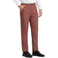 thumbnail image 5 of INSPIRE CHIC Work Pants for Men Plaid Business Formal Prom Checked Trousers 30 Red Green, 5 of 7