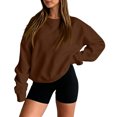 thumbnail image 5 of 2 Piece Lounge Sets for Women Casual Sweatsuits Crew Neck Oversized Sweatshirt & Wide Leg Pants Soft Fleece Lining Workout Airport Matching Set Tracksuit Fall Winter Outfits, 5 of 7