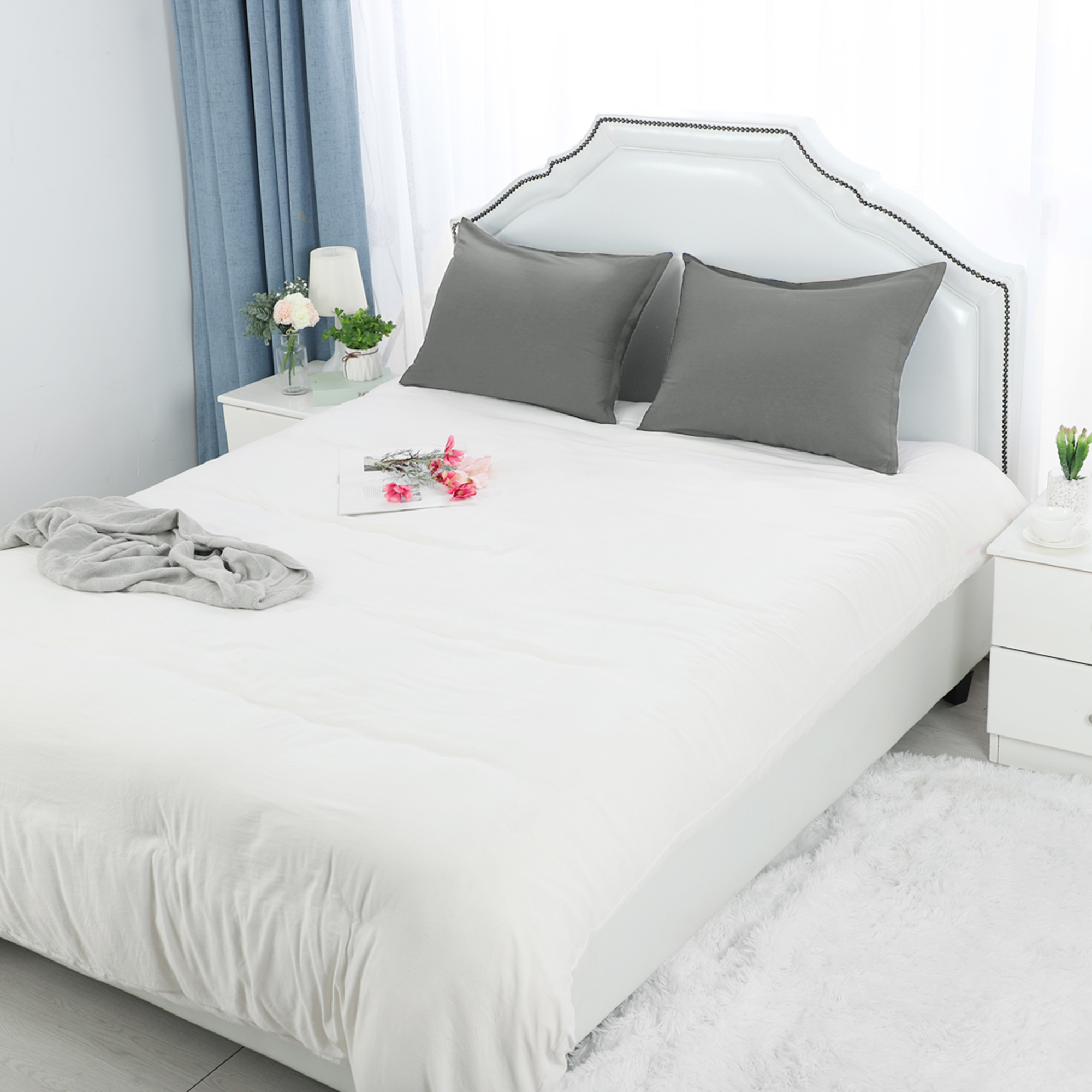 PiccoCasa Egyptian Cotton Zippered Pillow Cases 2pcs King Size 20"x36