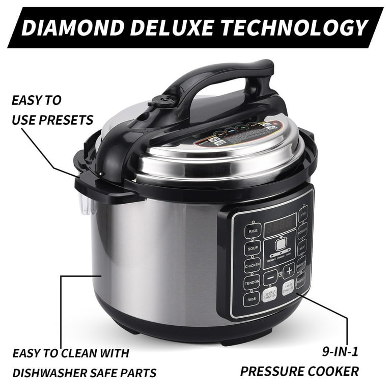 BLUELK 10-in-1 Electric Pressure Cooker, Multi-Functional Slow Cooker, Rice  Cooker, Sauté pan, Soup Pot, Egg Cooker, Warmer, Preset Cooking(6 Quart) 