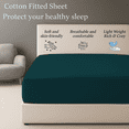 thumbnail image 3 of Amay 100% Organic Cotton Full Fitted Sheet - 500 Thread Count (54"x75") - Ultra Soft, Cooling & Breathable Bed Sheet - Durable Long-Lasting Fabric - (Teal, 1 Piece), 3 of 7